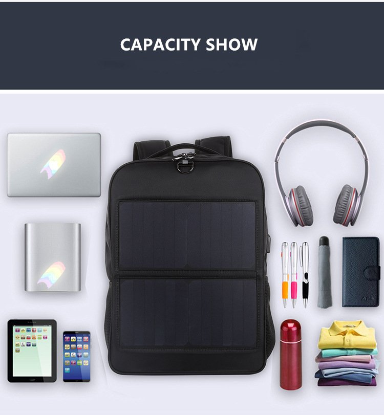 Solar Charging Business Backpack Men 12W Soft Flexible Black High-tec USB Superior bags Super cool different distinctive Design Solar Charging Business Backpack Men 12W Soft Flexible Black High-tec USB Superior bags Super cool different distinctive Design