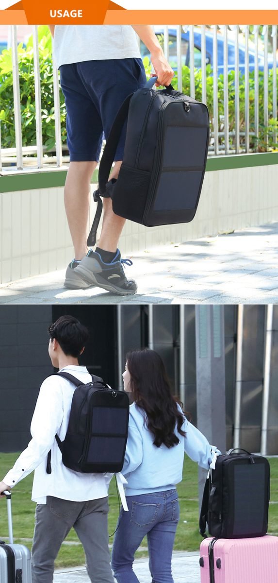 Solar Charging Business Backpack Men 12W Soft Flexible Black High-tec USB Superior bags Super cool different distinctive Design Solar Charging Business Backpack Men 12W Soft Flexible Black High-tec USB Superior bags Super cool different distinctive Design