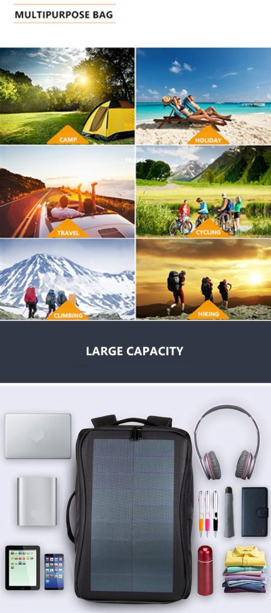 Solar Charging Business Backpack Men 12W Soft Flexible Black High-tec USB Superior bags Super cool different distinctive Design Solar Charging Business Backpack Men 12W Soft Flexible Black High-tec USB Superior bags Super cool different distinctive Design