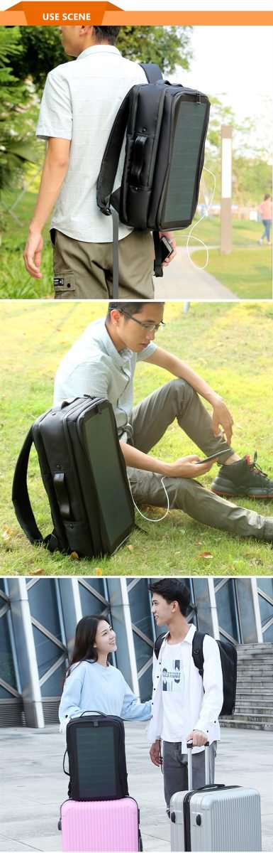 Solar Charging Business Backpack Men 12W Soft Flexible Black High-tec USB Superior bags Super cool different distinctive Design Solar Charging Business Backpack Men 12W Soft Flexible Black High-tec USB Superior bags Super cool different distinctive Design
