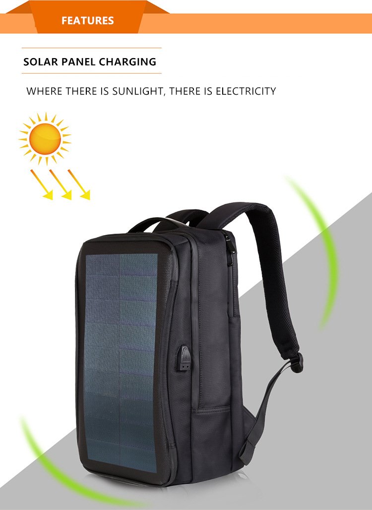 Solar Charging Business Backpack Men 12W Soft Flexible Black High-tec USB Superior bags Super cool different distinctive Design Solar Charging Business Backpack Men 12W Soft Flexible Black High-tec USB Superior bags Super cool different distinctive Design