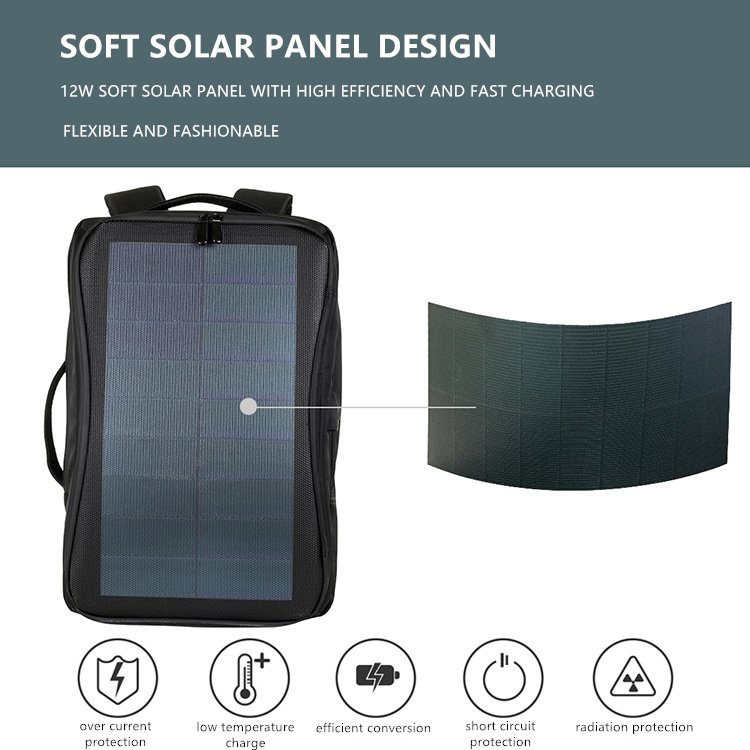 Solar Charging Business Backpack Men 12W Soft Flexible Black High-tec USB Superior bags Super cool different distinctive Design Solar Charging Business Backpack Men 12W Soft Flexible Black High-tec USB Superior bags Super cool different distinctive Design