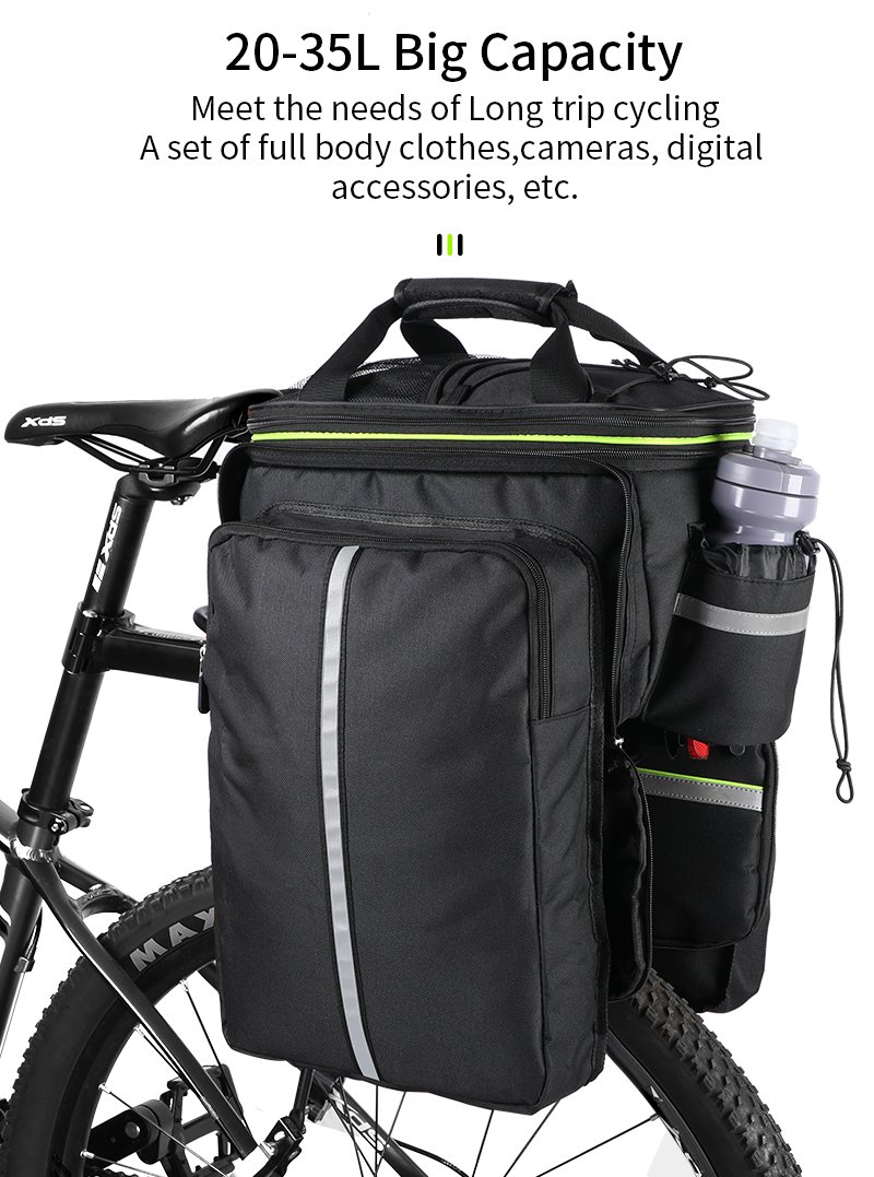 WEST BIKING 3 in 1 Waterproof Bike Trunk Bag MTB Road Bicycle Bag Large Capacity Travel Luggage Carrier Saddle Seat Panniers WEST BIKING 3 in 1 Waterproof Bike Trunk Bag MTB Road Bicycle Bag Large Capacity Travel Luggage Carrier Saddle Seat Panniers