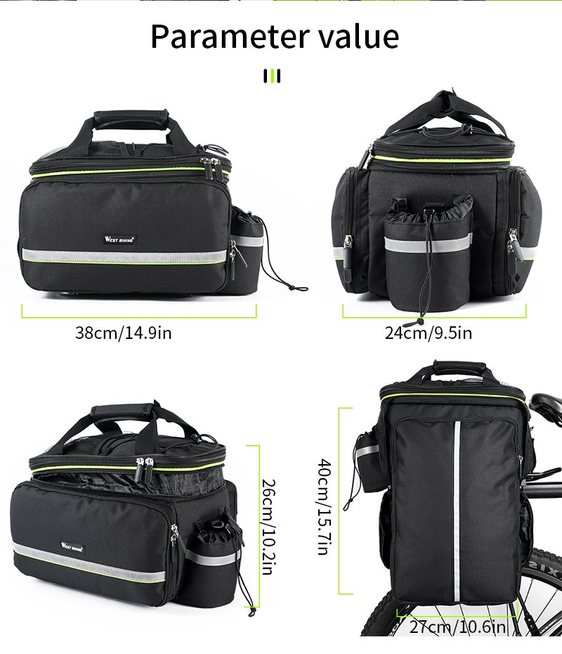 WEST BIKING 3 in 1 Waterproof Bike Trunk Bag MTB Road Bicycle Bag Large Capacity Travel Luggage Carrier Saddle Seat Panniers WEST BIKING 3 in 1 Waterproof Bike Trunk Bag MTB Road Bicycle Bag Large Capacity Travel Luggage Carrier Saddle Seat Panniers